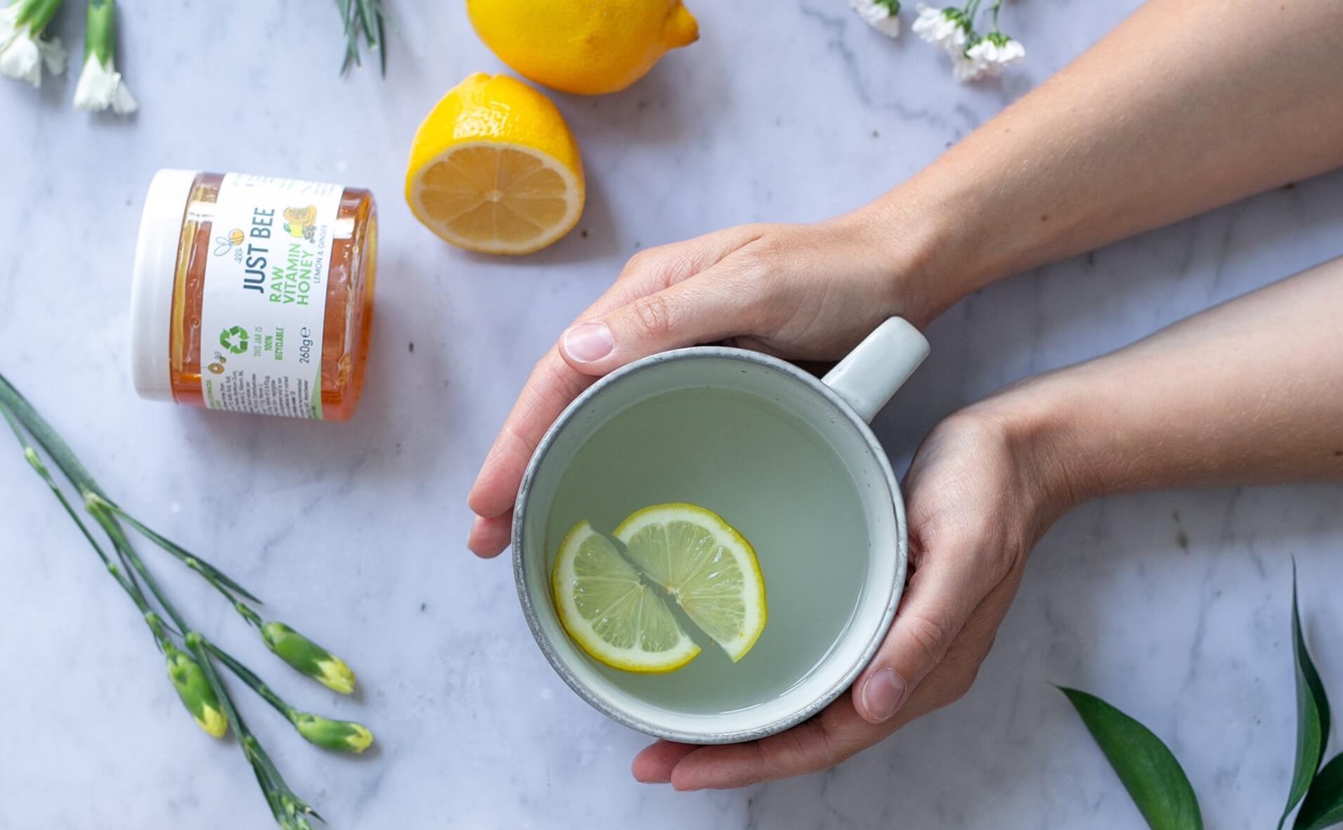 Lemon Ginger and Honey hot drink tea