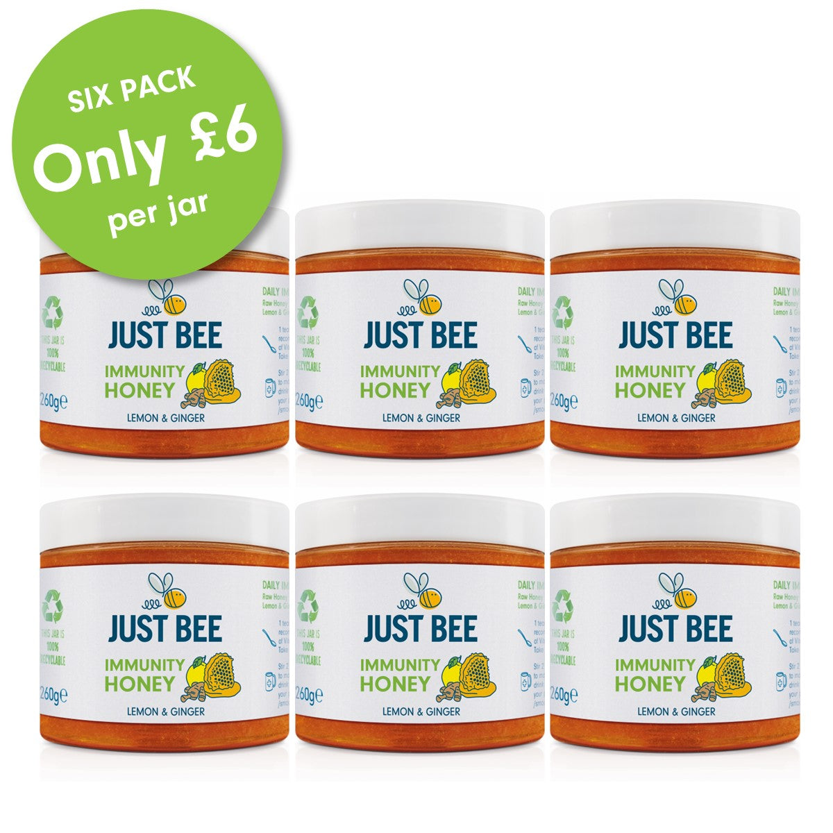 Lemon & Ginger Immunity Honey Bulk Pack (6 x 260g)