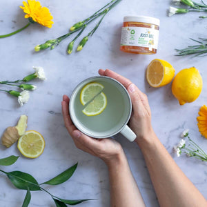 Lemon and ginger honey hot water drinks